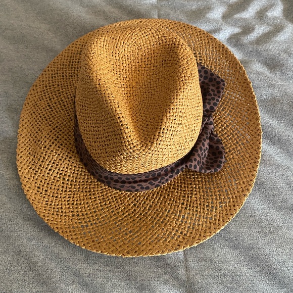Loft polka dot bow straw fedora size: s/m - Picture 2 of 8